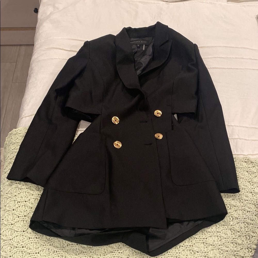 Black Double-Breasted Women's Blazer Romper